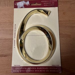 Whitehall Classic (6) Inch Tall Number # 6 Polished Brass Hidden Hardware System